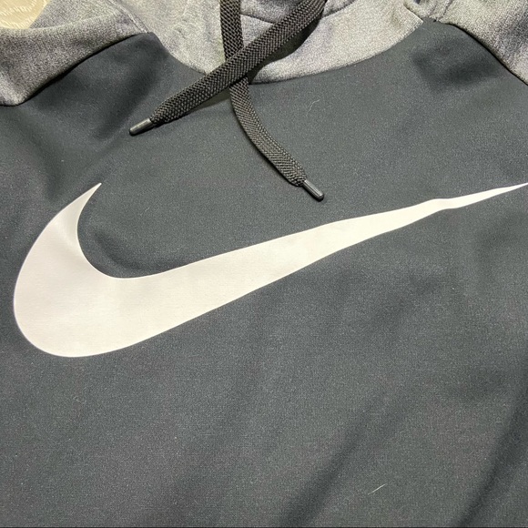 Nike Dri-Fit Mens Black Gray White Logo Performance Hooded Sweatshirt Size XXL - Picture 4 of 5